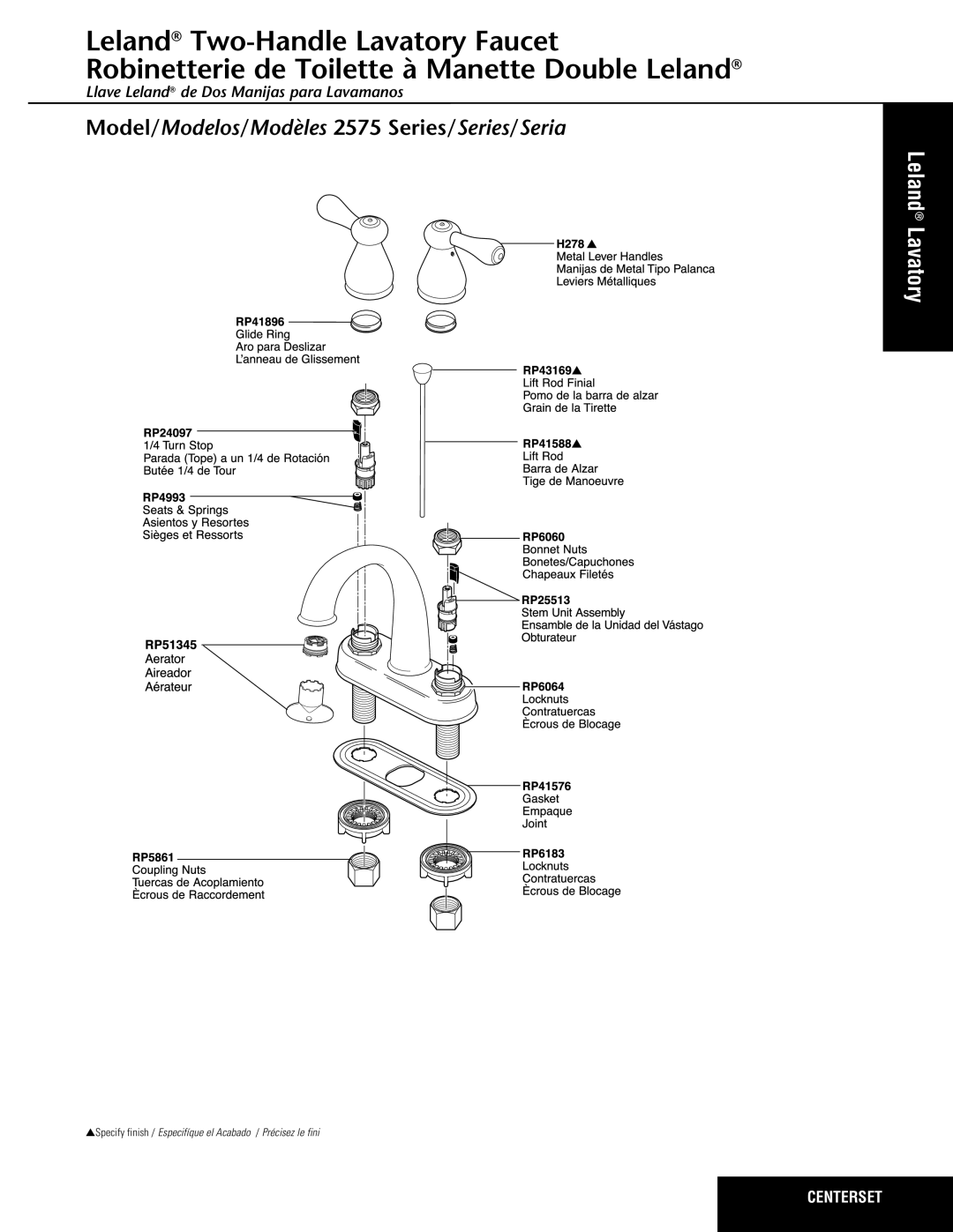 Delta 2575 Series manual Leland Lavatory 