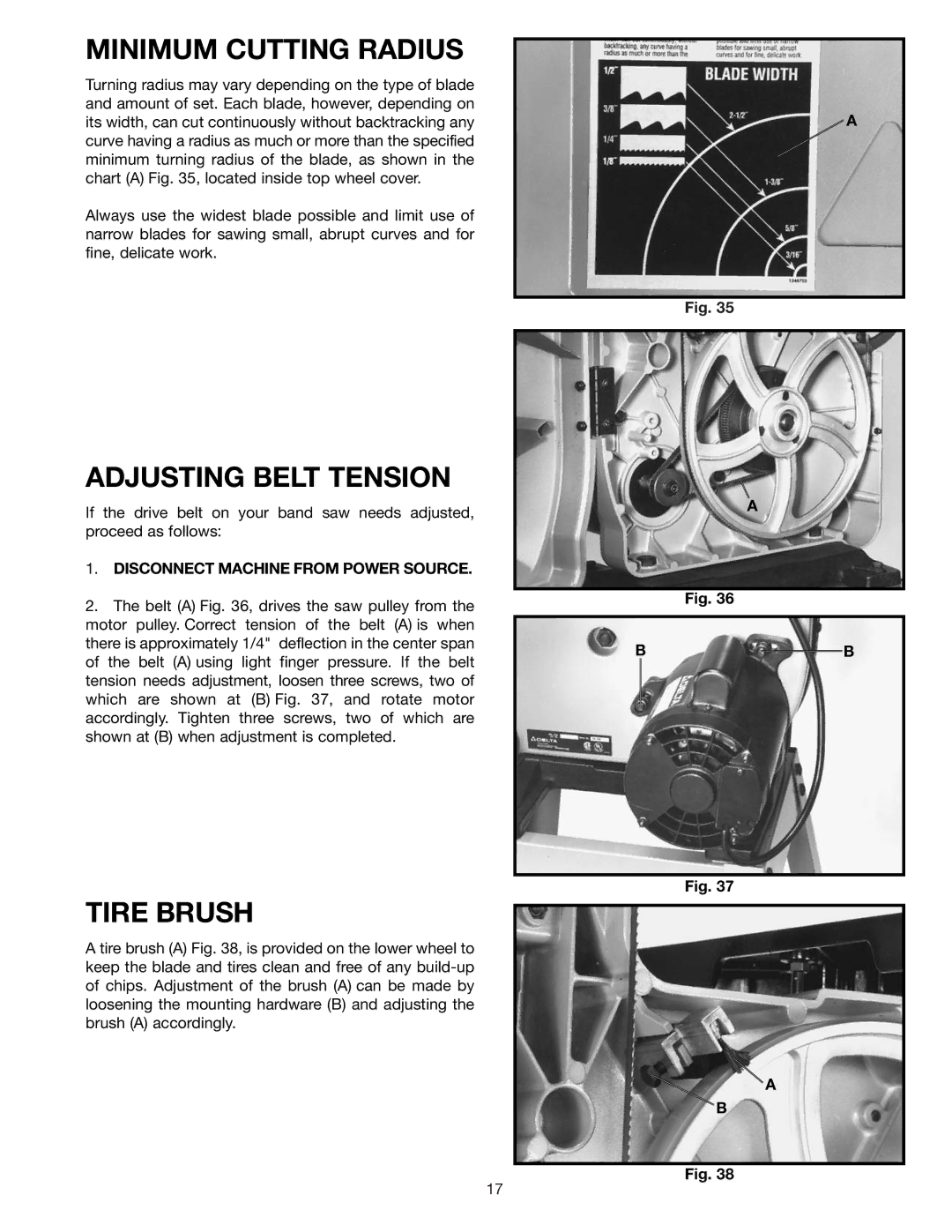 Delta 28-195 instruction manual Minimum Cutting Radius 