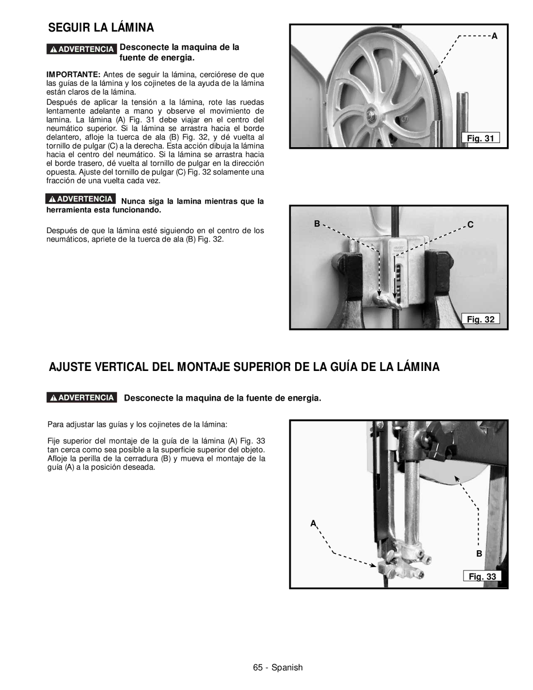 Delta 28-276, 28-206 instruction manual Seguir LA Lámina, Ajuste Vertical DEL Montaje Superior DE LA Guía DE LA Lámina 