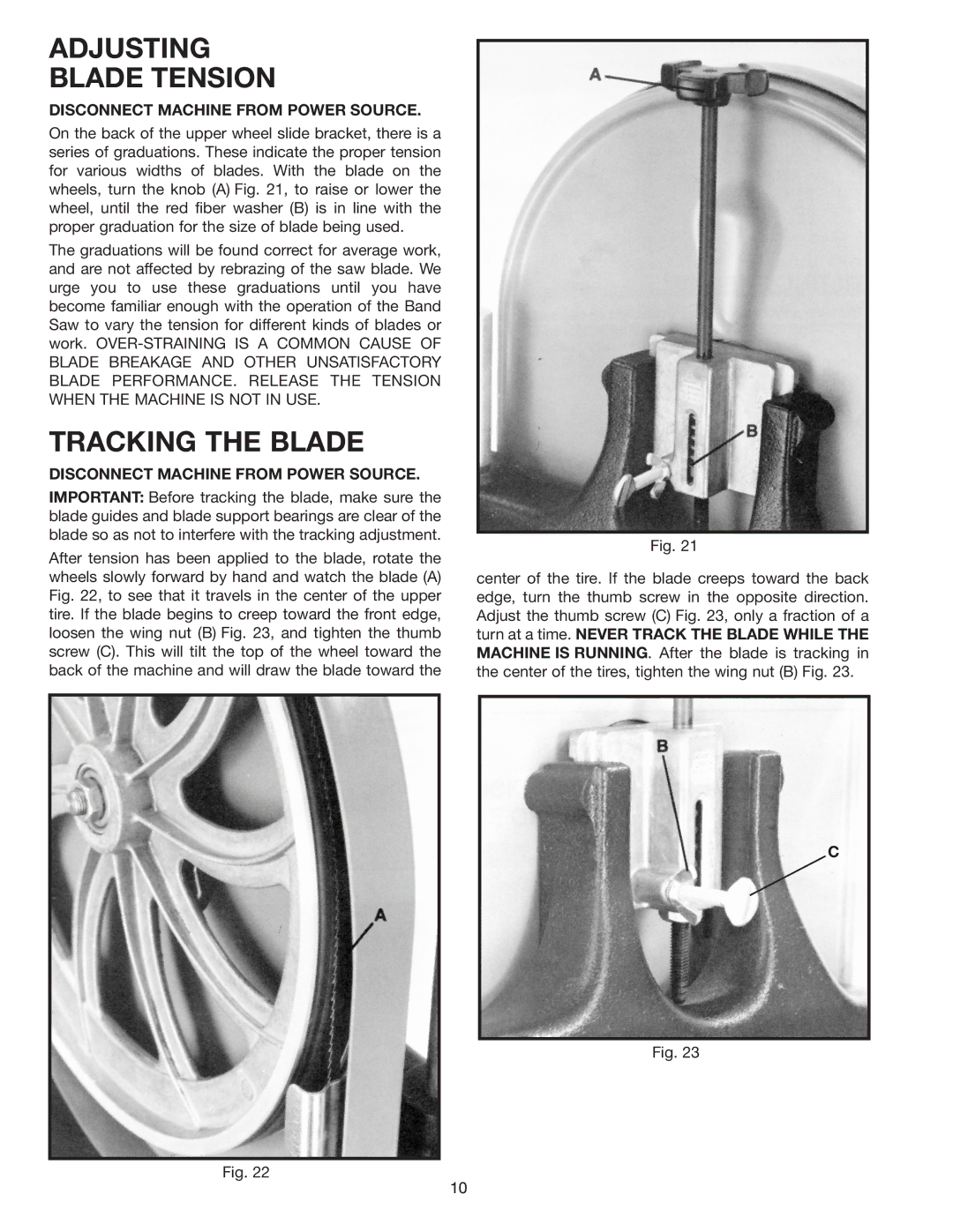 Delta 28-263 instruction manual Adjusting Blade Tension, Tracking the Blade 