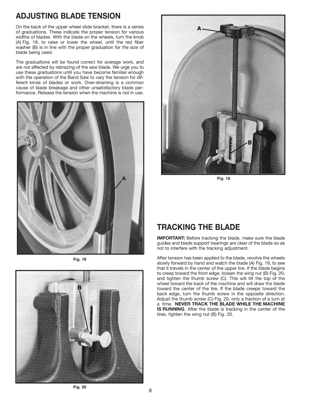 Delta 28-280 instruction manual Adjusting Blade Tension, Tracking the Blade 