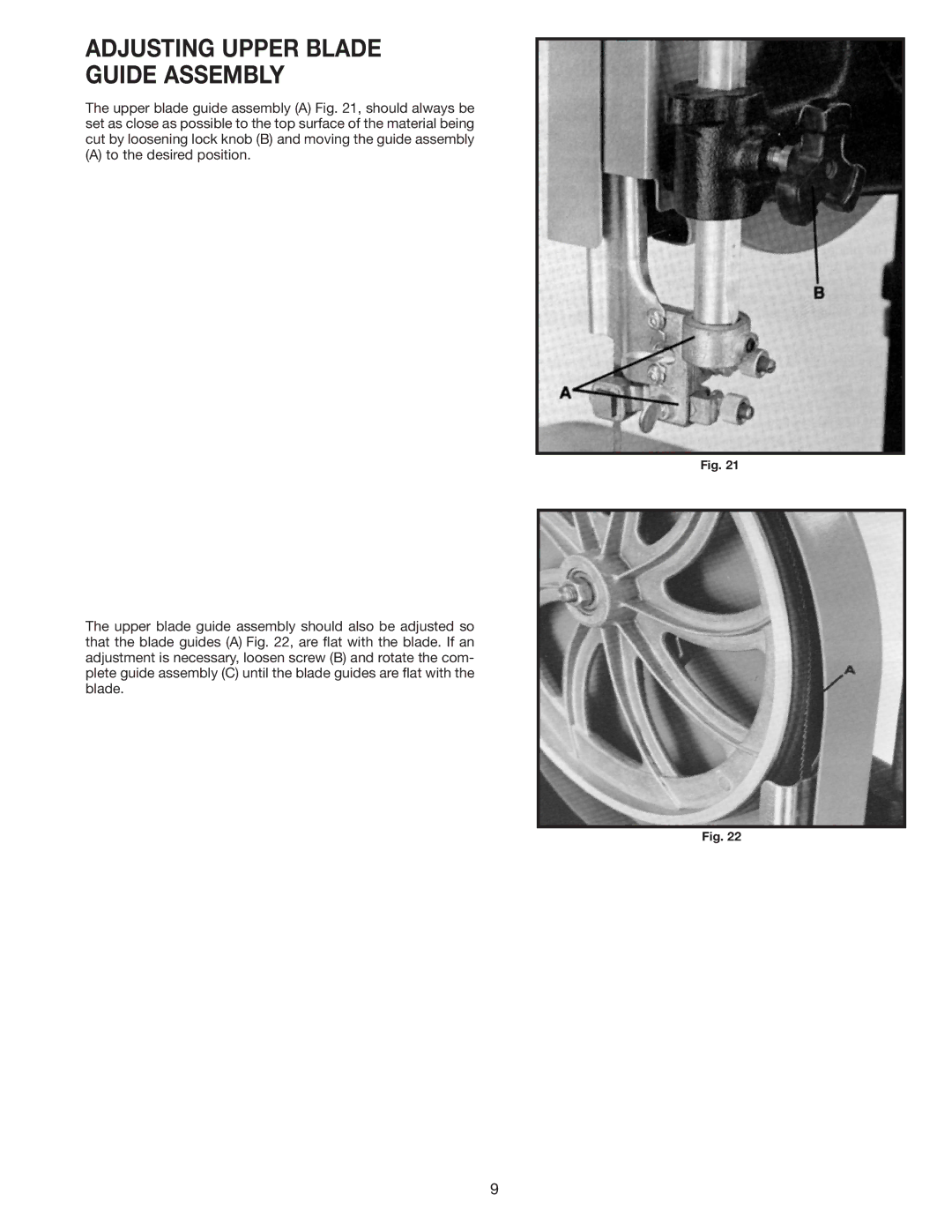 Delta 28-280 instruction manual Adjusting Upper Blade Guide Assembly 