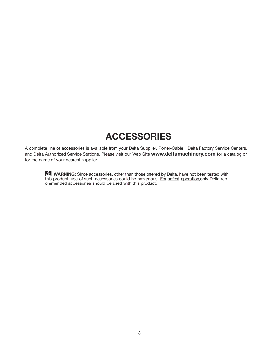 Delta 28-241, 28-299A instruction manual Accessories 