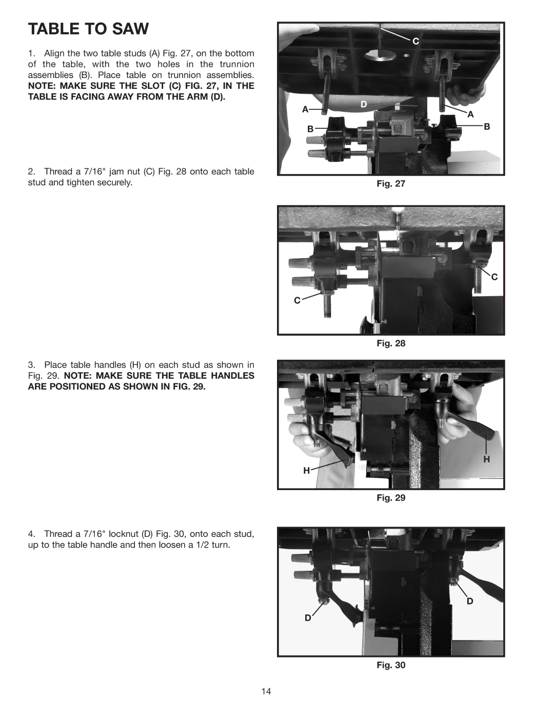 Delta 28-348 instruction manual Table to SAW, Are Positioned AS Shown in FIG 