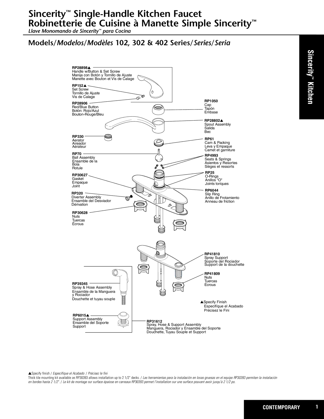 Delta 302 Series, 102 Series manual Models/Modelos/Modèles 102, 302 & 402 Series/Series/Seria 