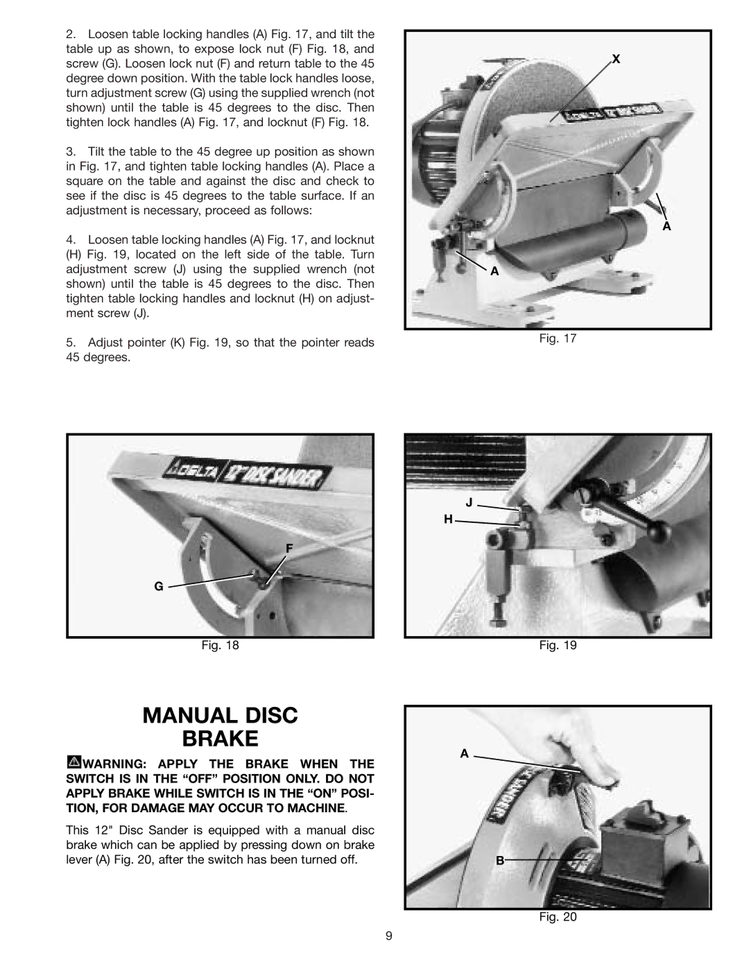 Delta 31-120 instruction manual Manual Disc Brake 