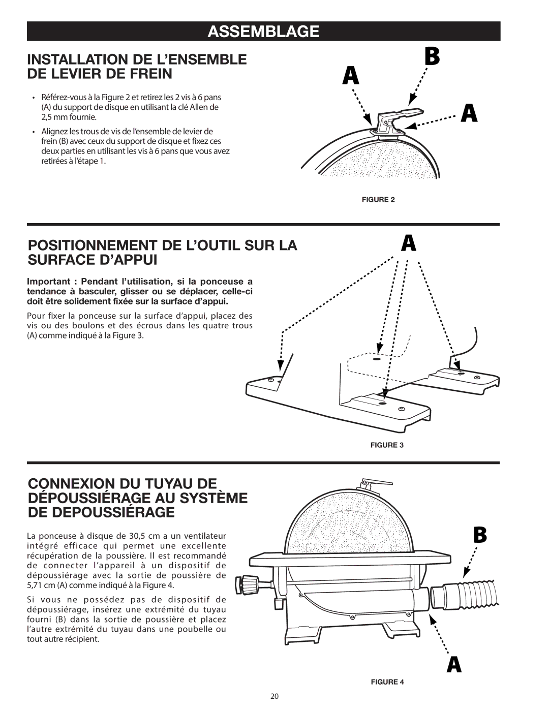 Delta 31-140 Assemblage, Installation DE L’ENSEMBLE DE Levier DE Frein, Positionnement DE L’OUTIL SUR LA Surface D’APPUI 