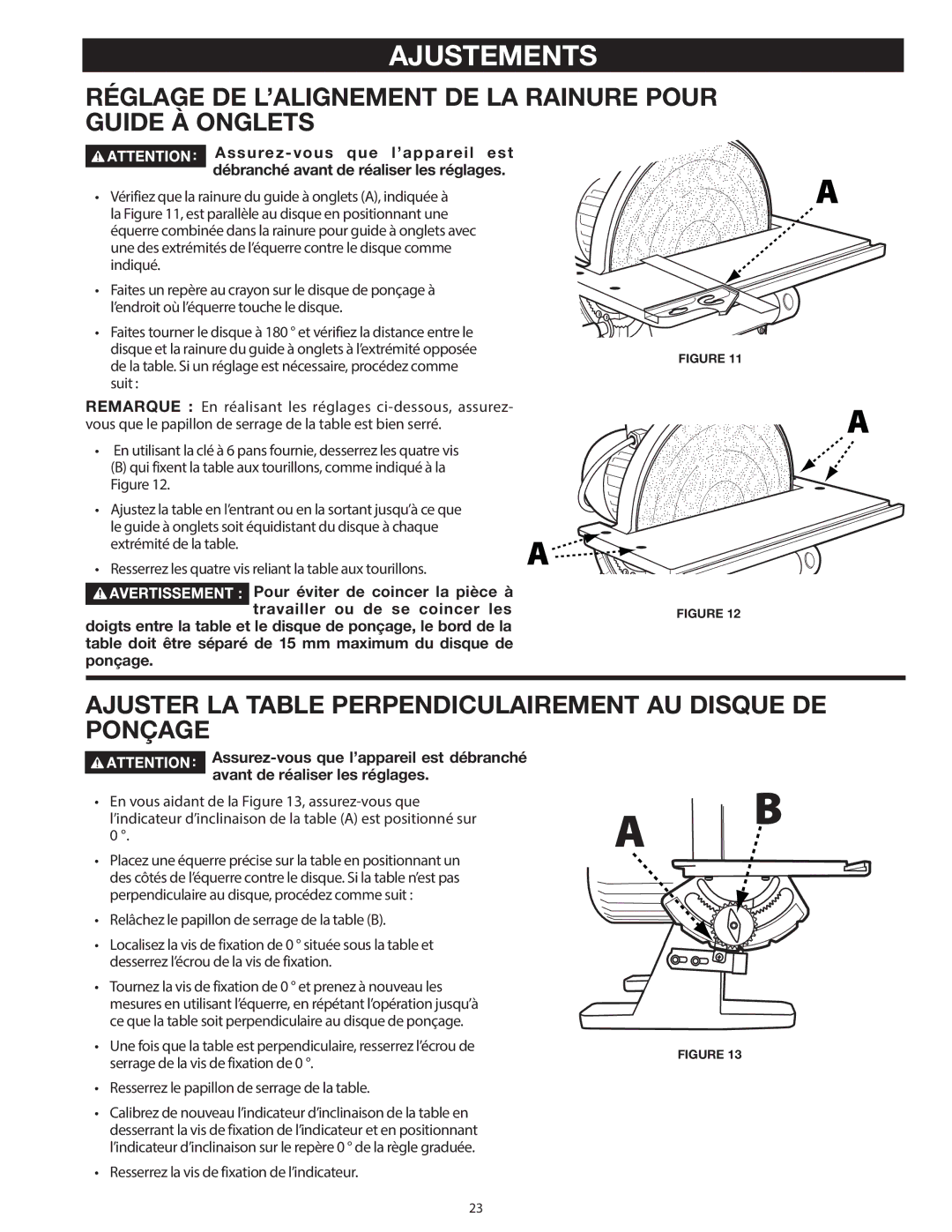 Delta 31-140 operating instructions Ajustements, Réglage DE L’ALIGNEMENT DE LA Rainure Pour Guide À Onglets 