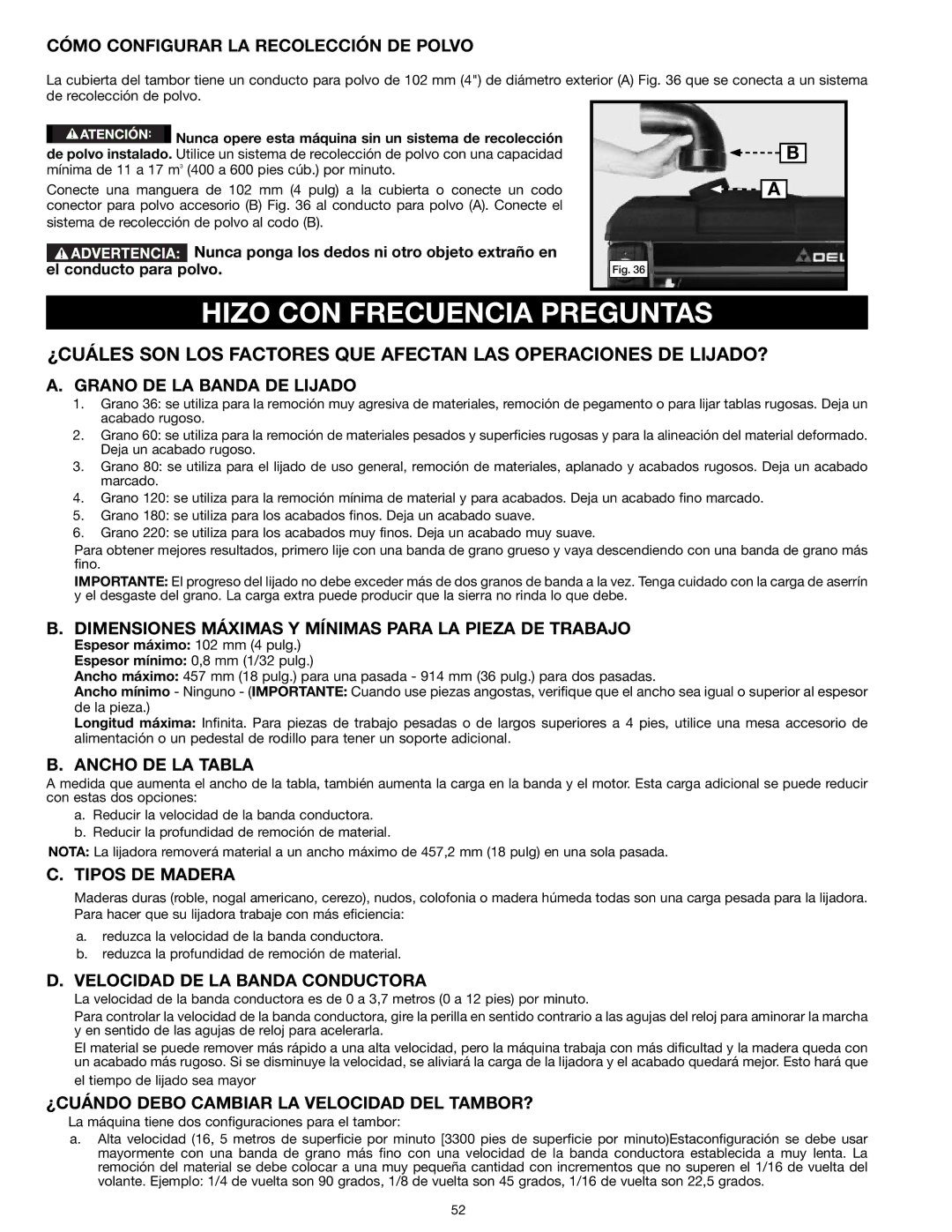 Delta 31-260X instruction manual Hizo CON Frecuencia Preguntas 