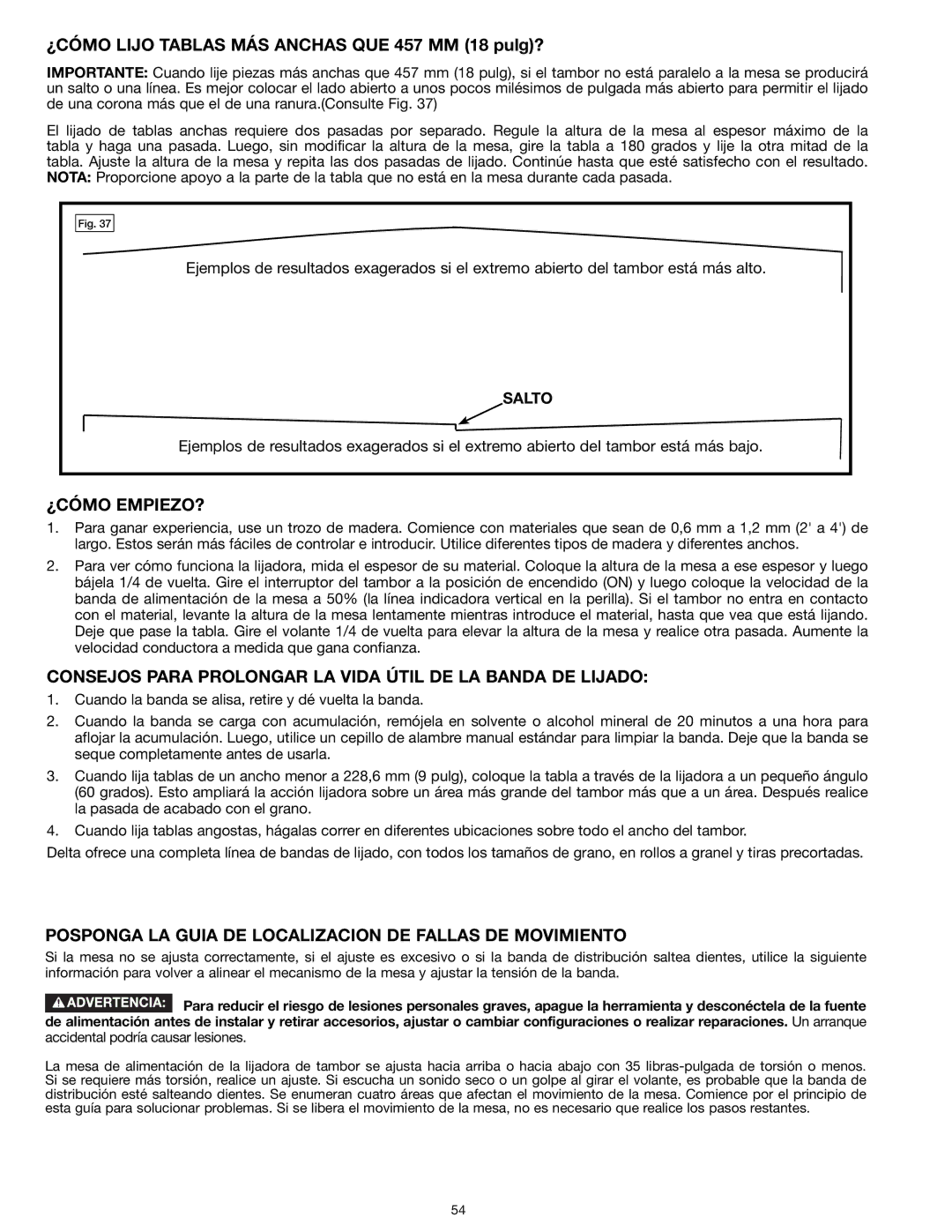 Delta 31-260X instruction manual ¿Cómo Empiezo?, Consejos Para Prolongar LA Vida Útil DE LA Banda DE Lijado 