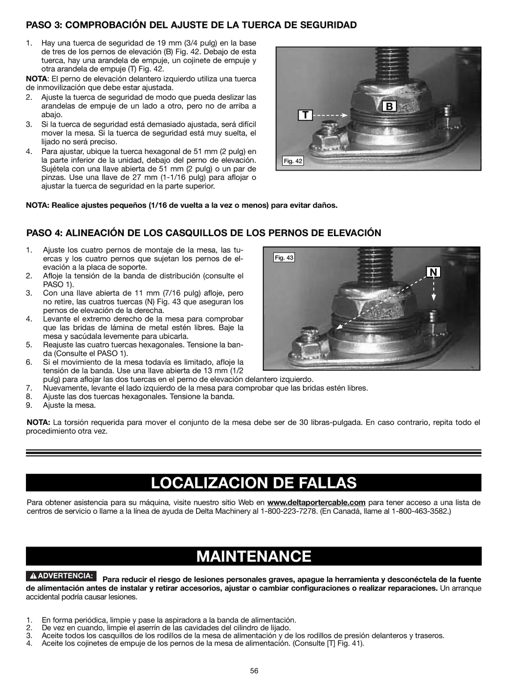 Delta 31-260X Localizacion DE Fallas Maintenance, Paso 3 Comprobación DEL Ajuste DE LA Tuerca DE Seguridad 