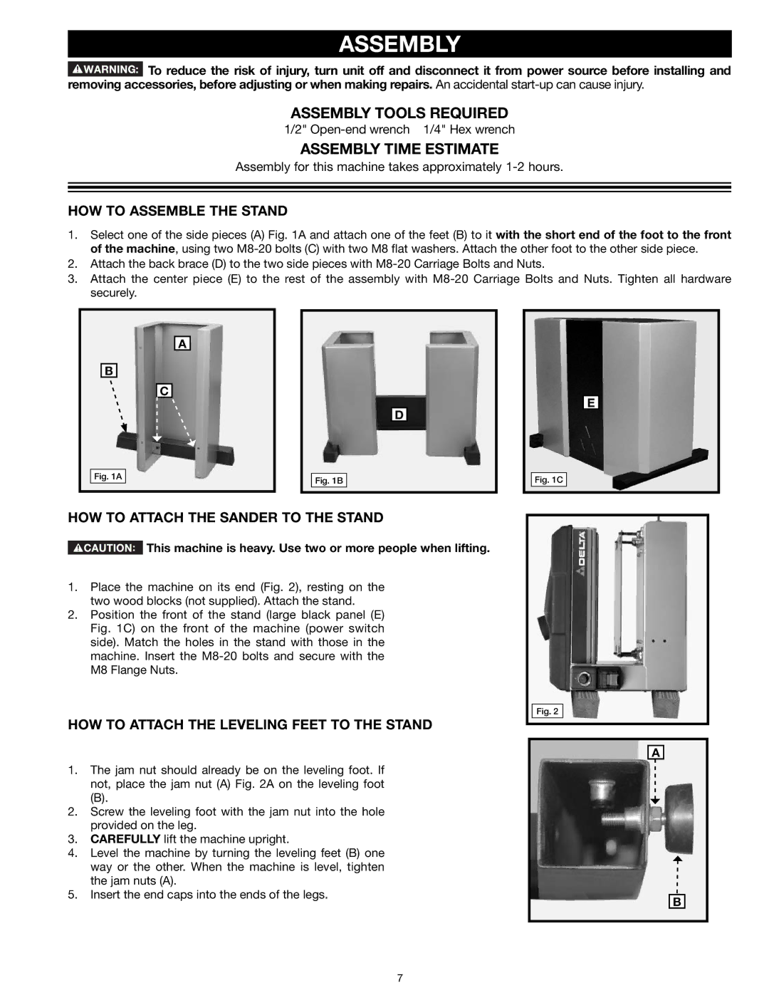 Delta 31-260X instruction manual Assembly Tools Required, Assembly Time Estimate 