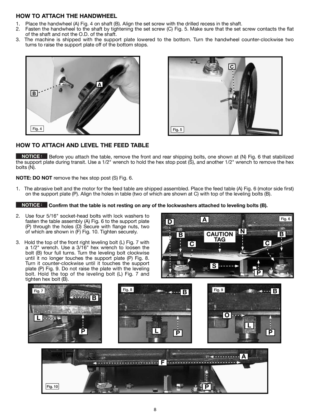 Delta 31-260X instruction manual HOW to Attach the Handwheel, HOW to Attach and Level the Feed Table 