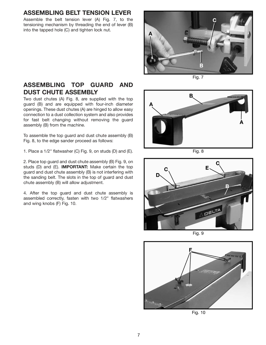 Delta 31-392, 31-390 instruction manual Assembling Belt Tension Lever 