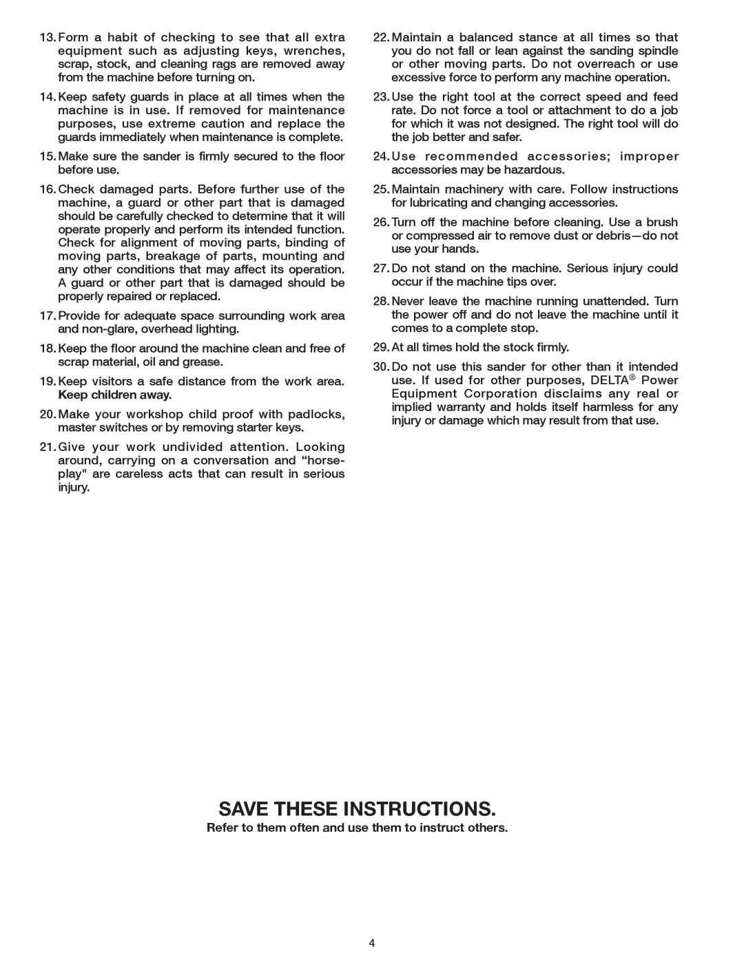 Delta 31-483 operating instructions Refer to them often and use them to instruct others 