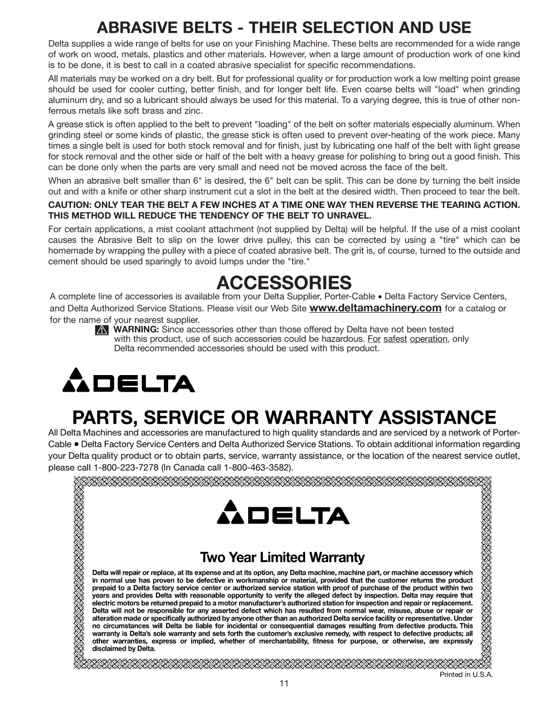 Delta 31-552 instruction manual Accessories, Abrasive Belts Their Selection and USE 