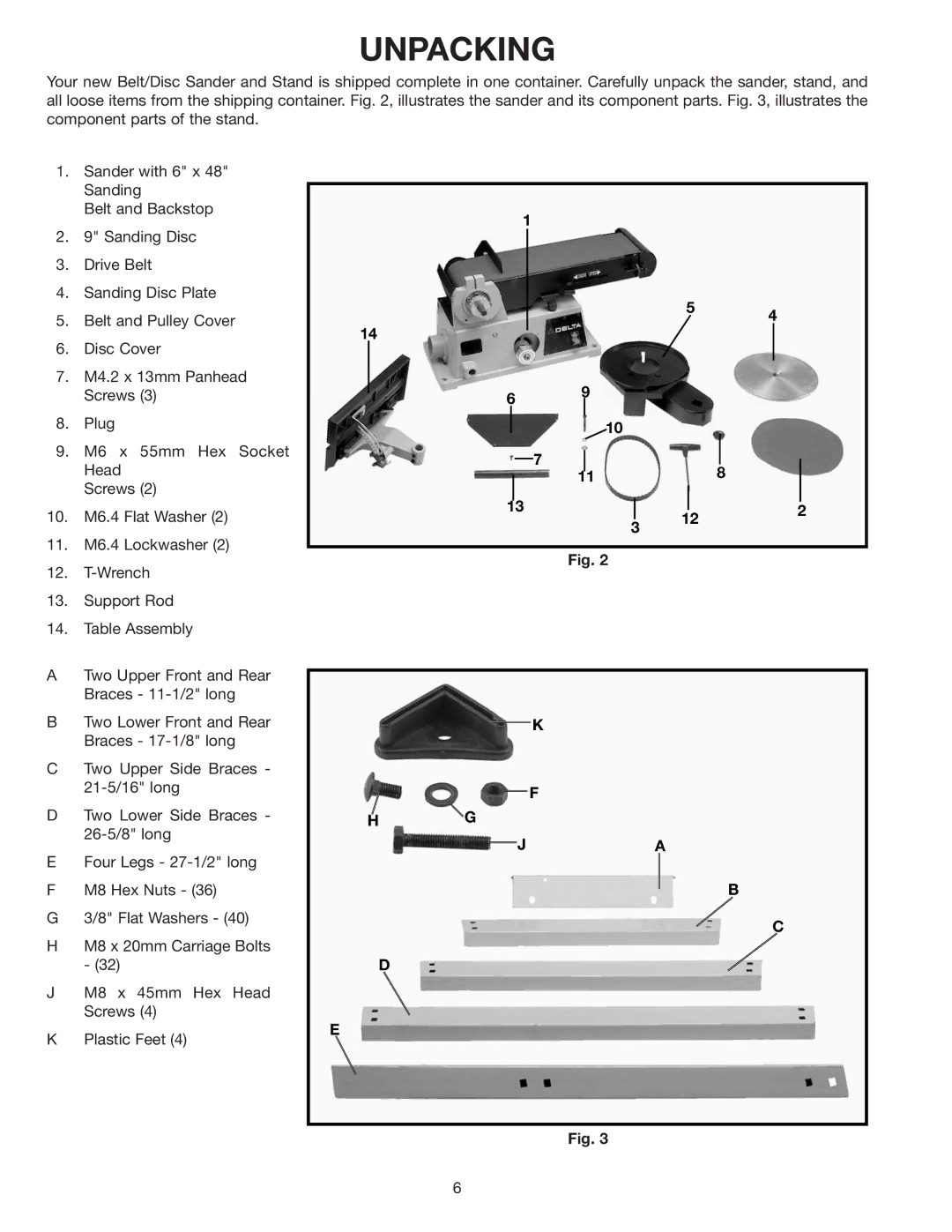 Delta 31-695 instruction manual Unpacking 