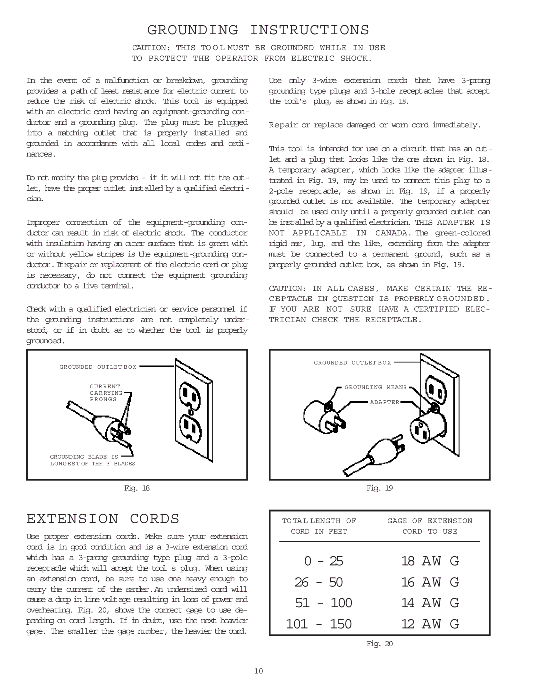 Delta 31-750 instruction manual Grounding Instructions, Extension Cords, Repair or replace damaged or worn cord immediately 