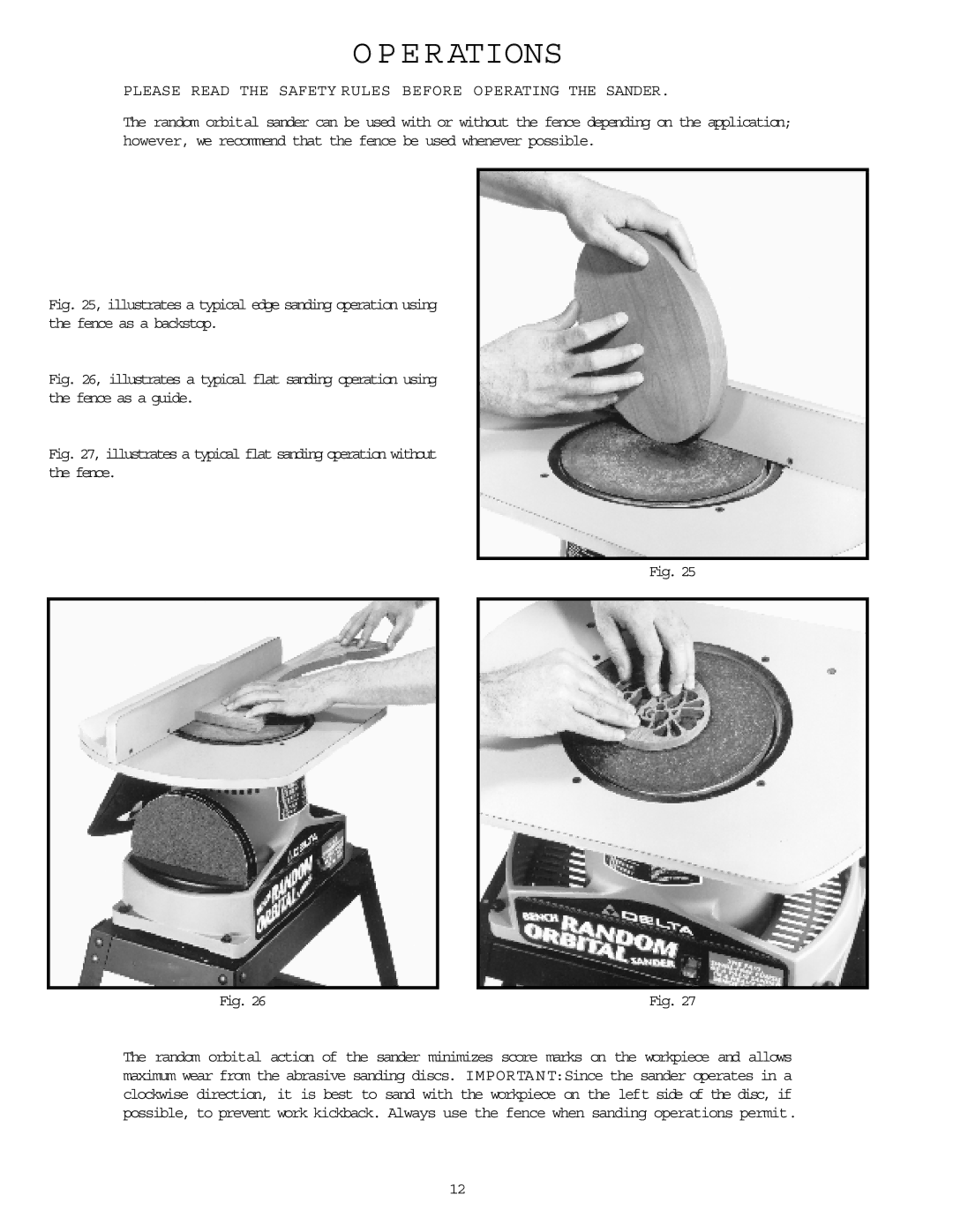 Delta 31-750 instruction manual E R Ations, Please Read the Safety Rules Before Operating the Sander 