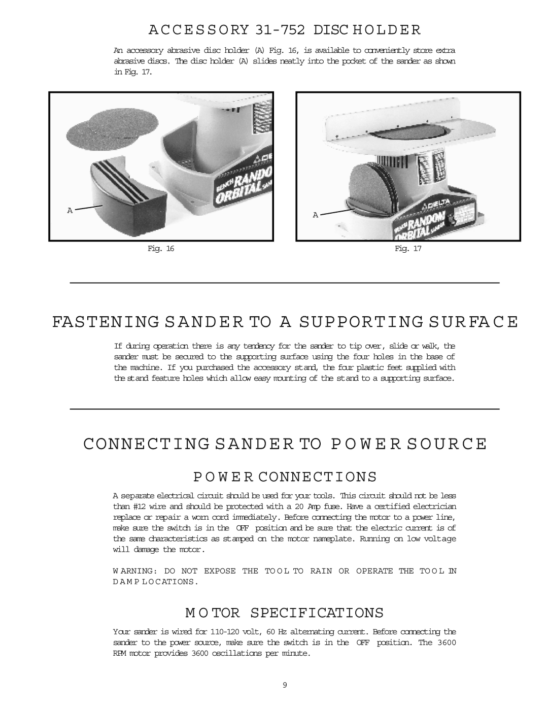 Delta 31-750 instruction manual Accessory 31-752 Disc Holder, TOR Specifications 