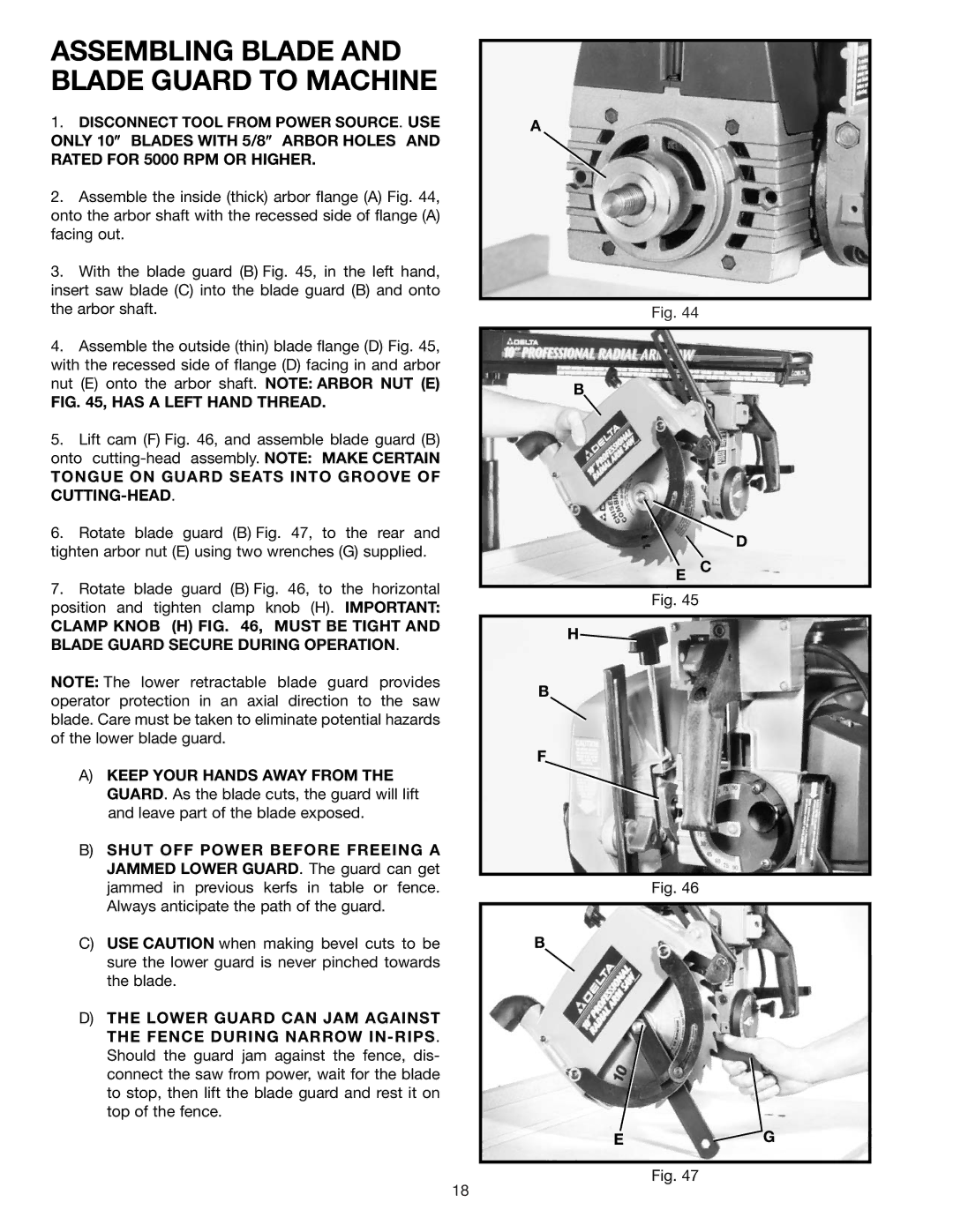 Delta 33-830 Assembling Blade and Blade Guard to Machine, Tongue on Guard Seats Into Groove of CUTTING-HEAD 