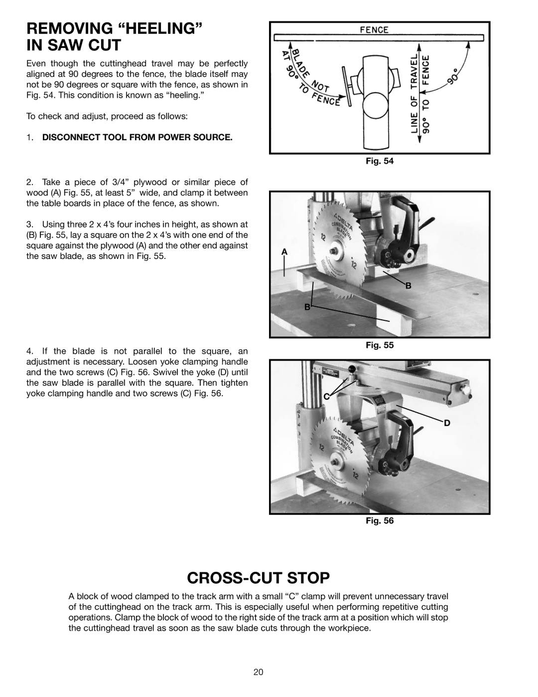 Delta 33-891, 33-892, 33-890 instruction manual Removing Heeling in SAW CUT, CROSS-CUT Stop 