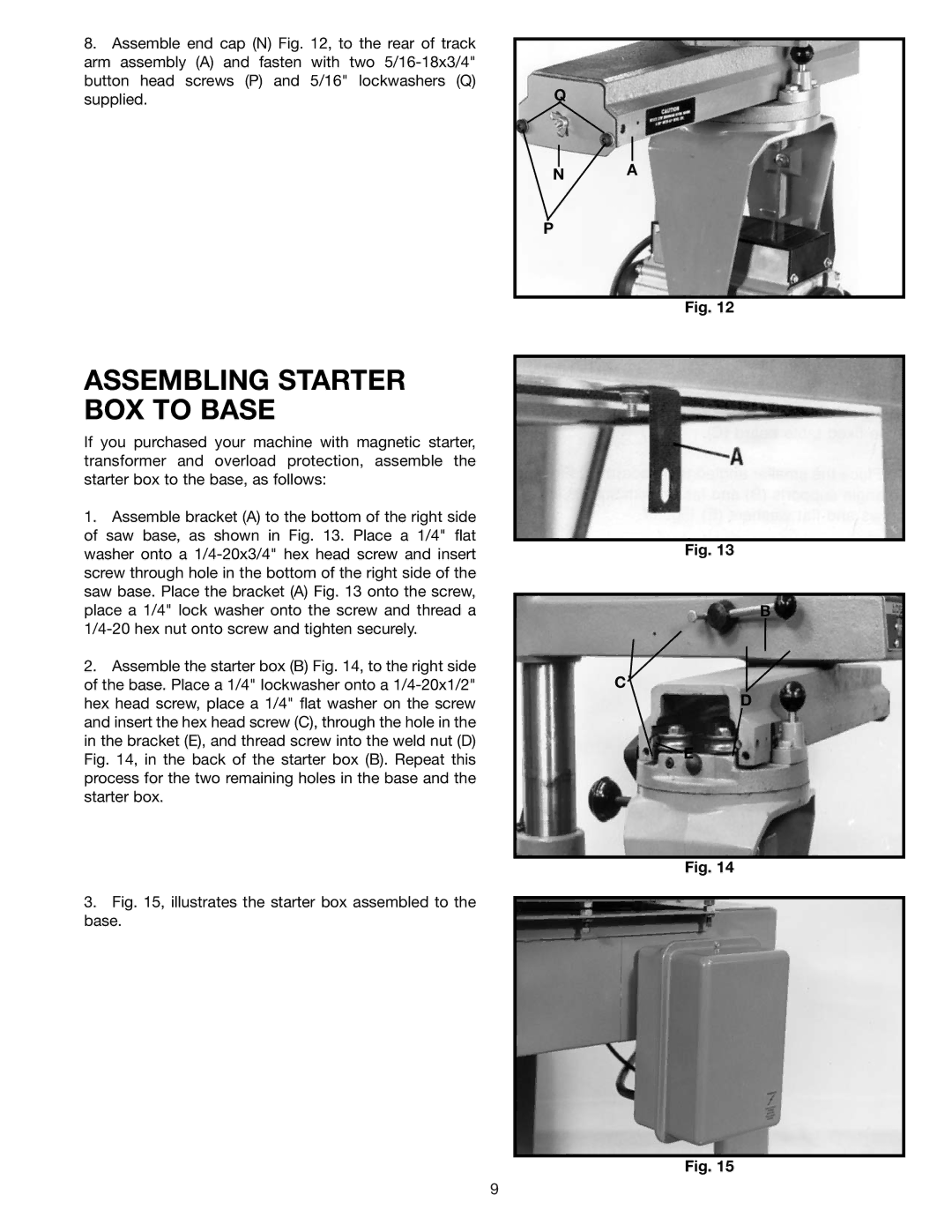 Delta 33-892, 33-890, 33-891 Assembling Starter BOX to Base, Illustrates the starter box assembled to the base 