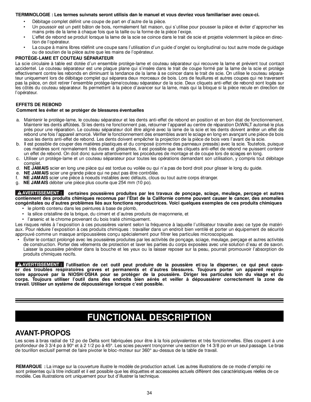 Delta 33-895X, 33-892, 33-890, 33-891 instruction manual Avant-Propos, PROTÈGE-LAME ET Couteau Séparateur 