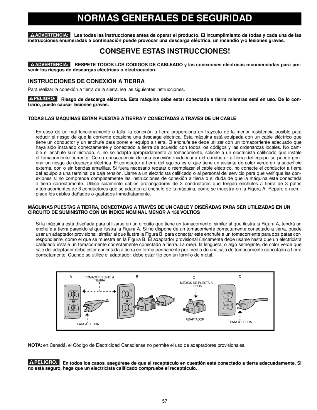 Delta 33-890, 33-892 Normas Generales DE Seguridad, Conserve Estas Instrucciones, Instrucciones DE Conexión a Tierra 