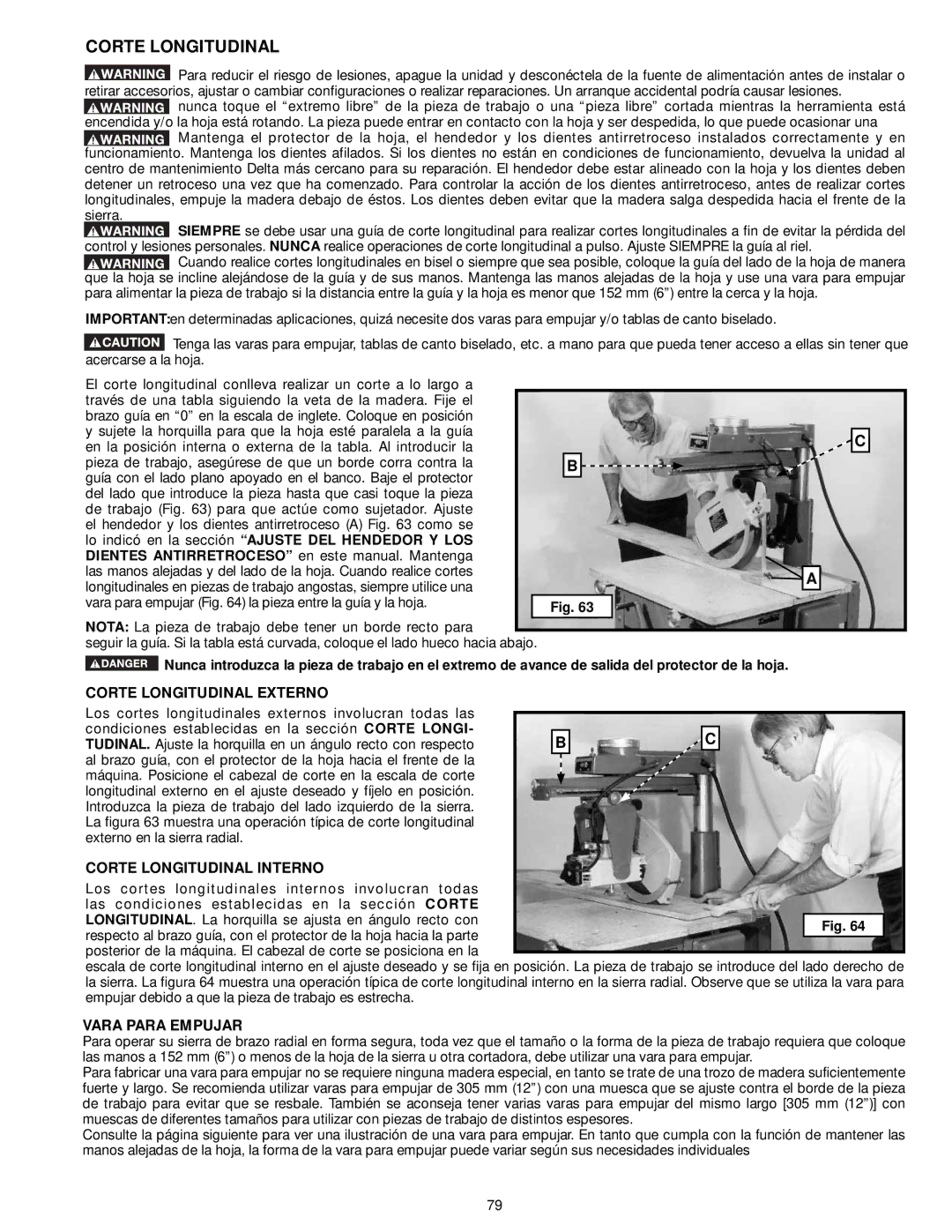 Delta 33-891, 33-892, 33-890, 33-895X Corte Longitudinal Externo, Corte Longitudinal Interno, Vara Para Empujar 