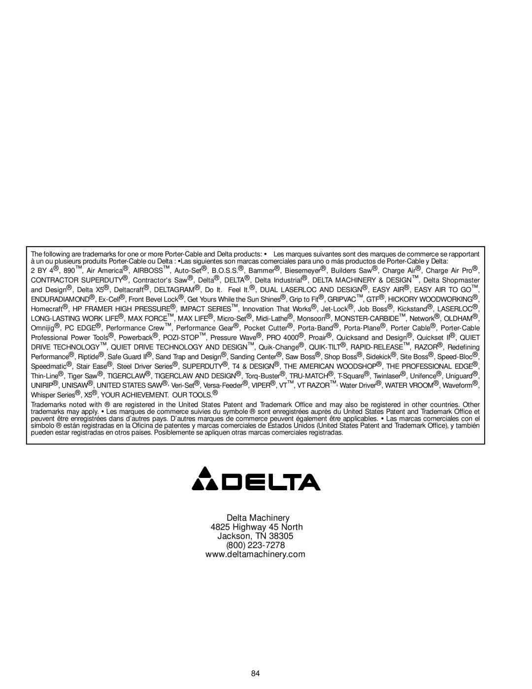 Delta 33-892, 33-890, 33-895X, 33-891 instruction manual Delta Machinery Highway 45 North Jackson, TN 800 