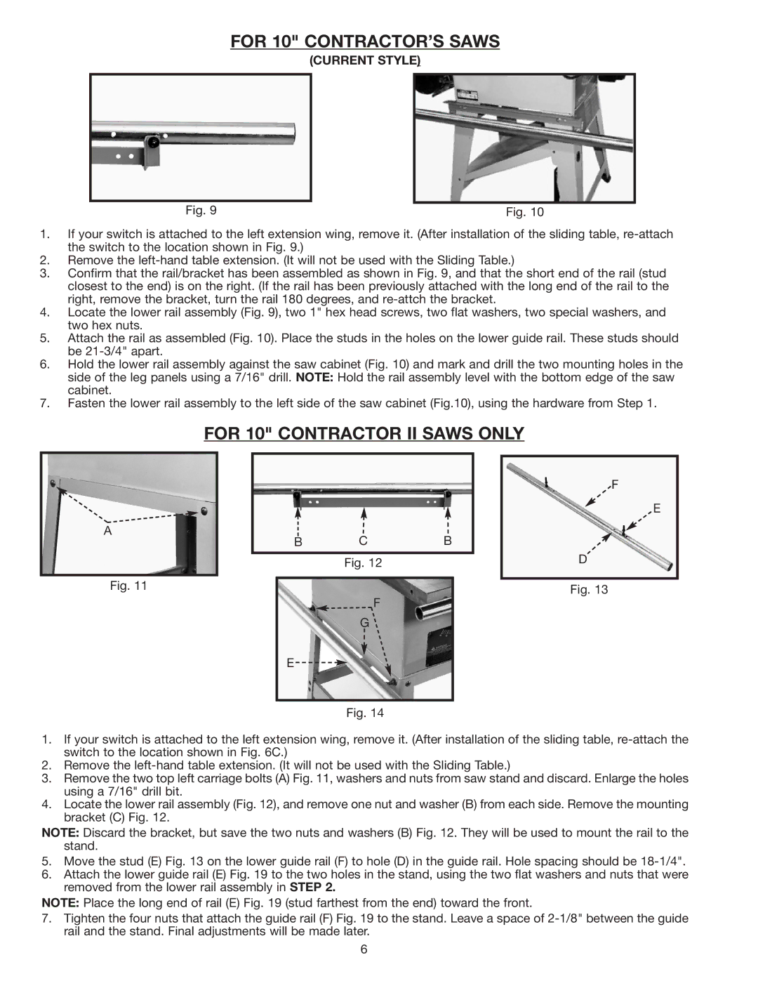 Delta 34-555 instruction manual For 10 Contractor II Saws only, Current Style 