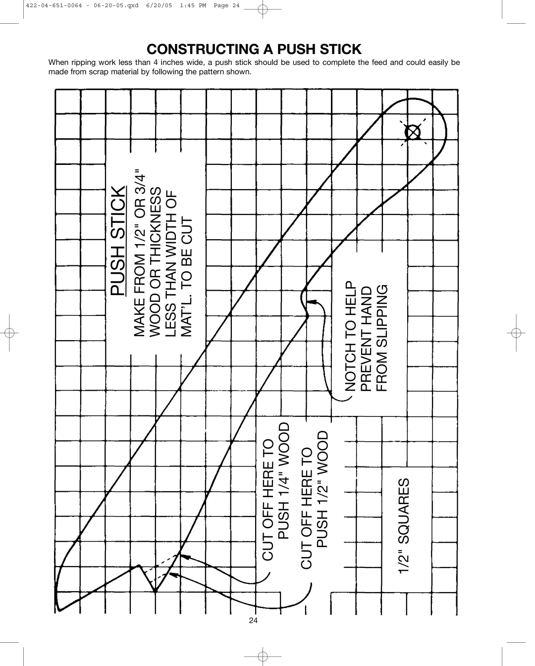 Delta 34-814, 34-806, 34-801 instruction manual Pushstick 