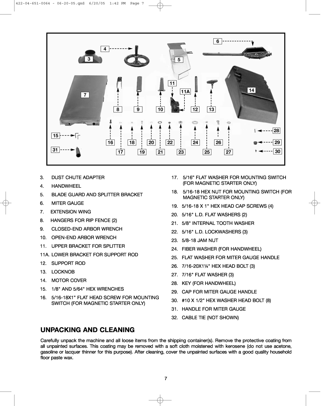 Delta 34-806, 34-814, 34-801 instruction manual Unpacking And Cleaning 