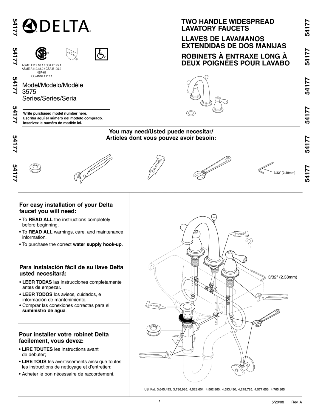 Delta 3575 Series manual 54177 54177 54177 54177 54177 