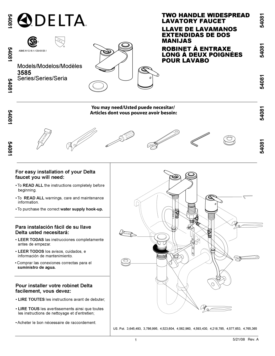 Delta 3585 Series manual 