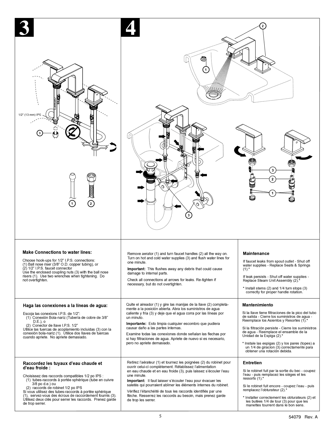 Delta 3586 Series manual Make Connections to water lines 