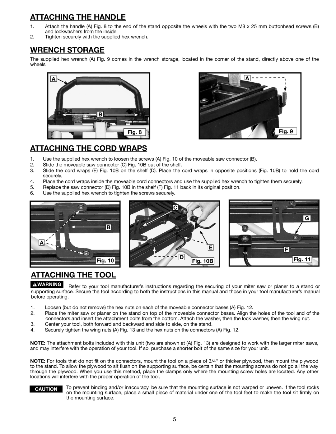 Delta 36-136 instruction manual Attaching the Handle, Wrench Storage 