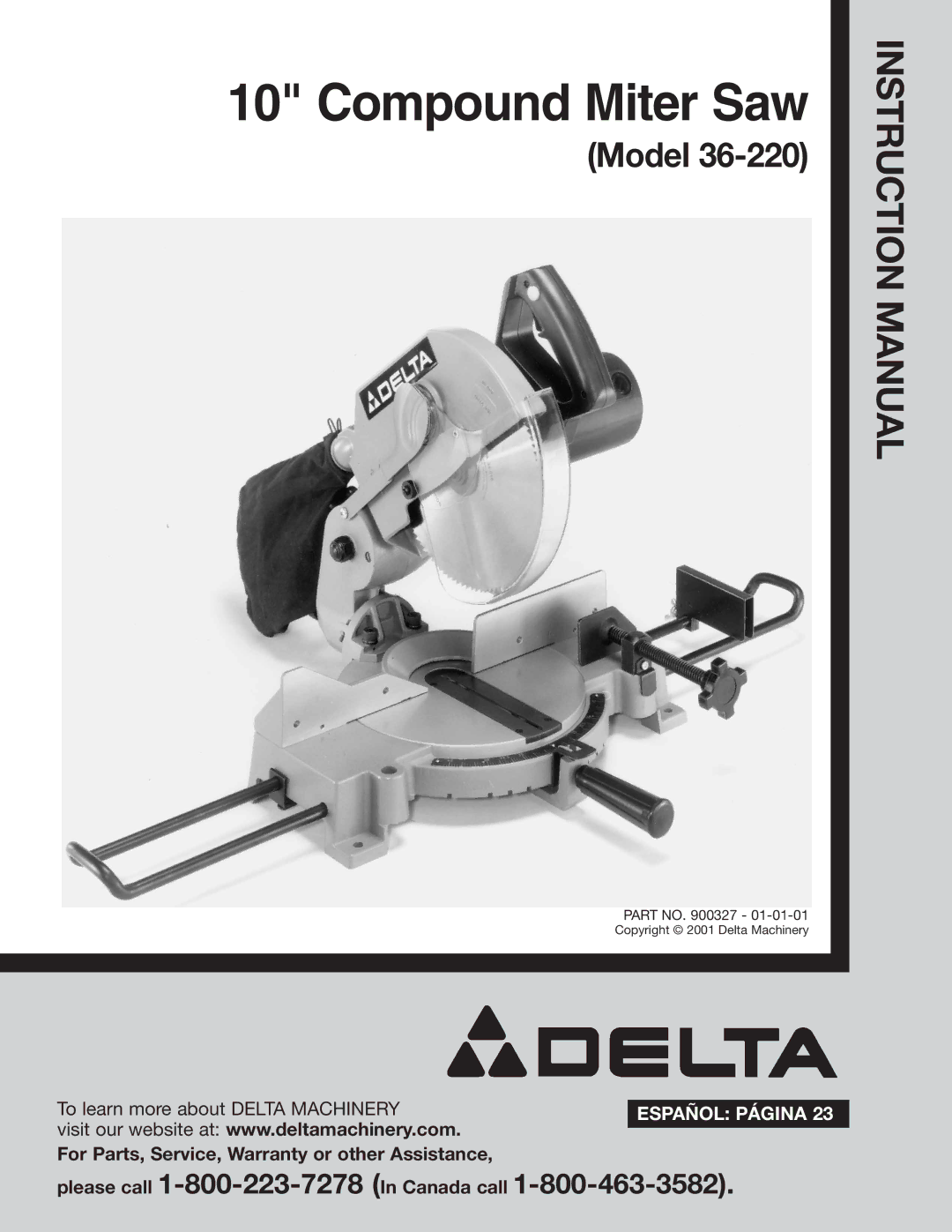 Delta 36-220 instruction manual Compound Miter Saw 