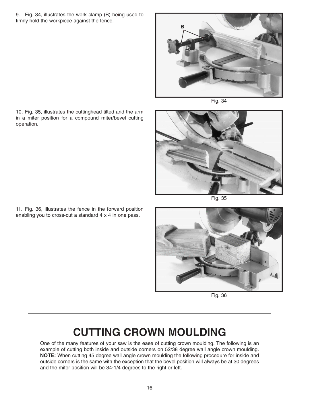 Delta 36-220 instruction manual Cutting Crown Moulding 