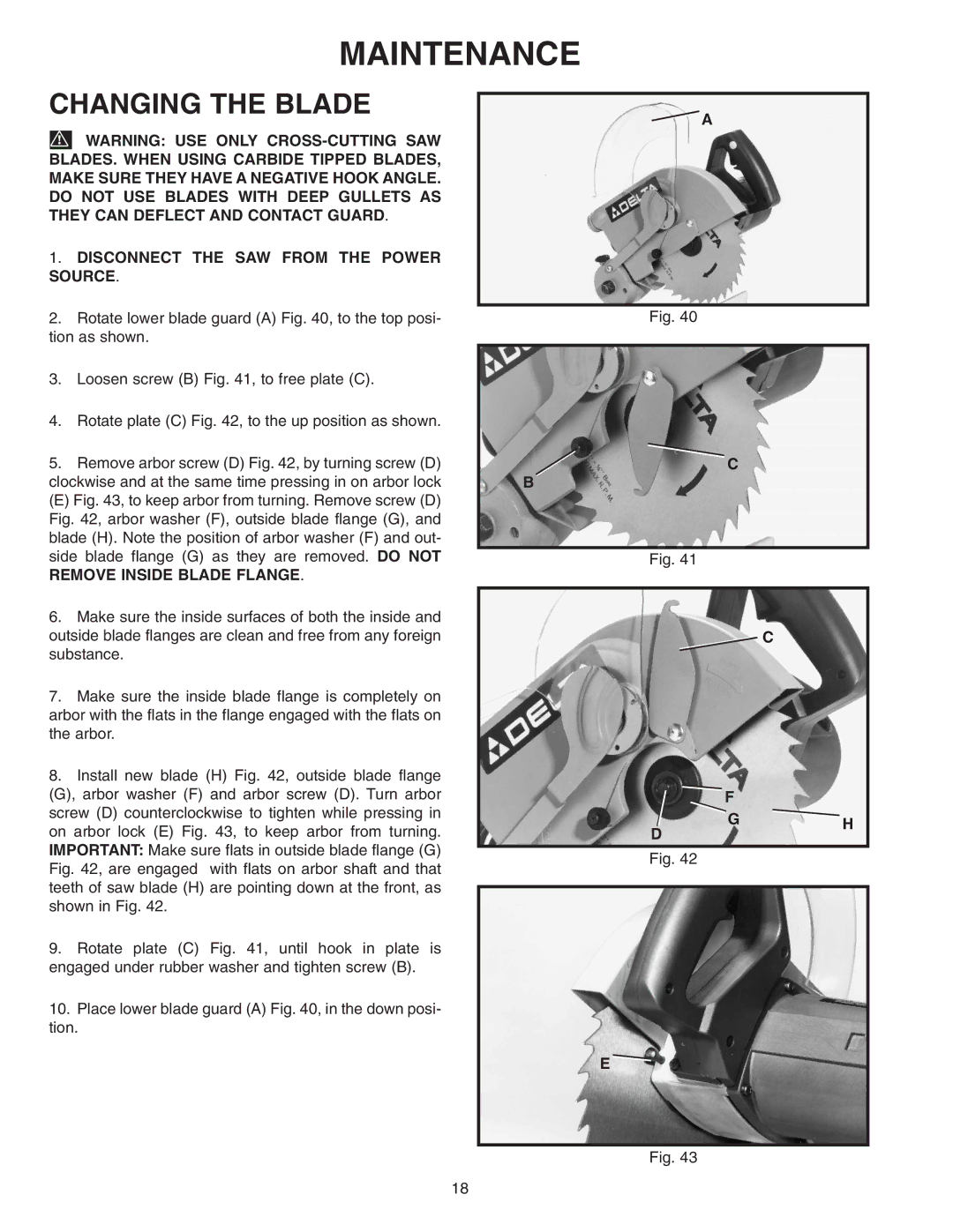 Delta 36-220 instruction manual Maintenance, Changing the Blade 