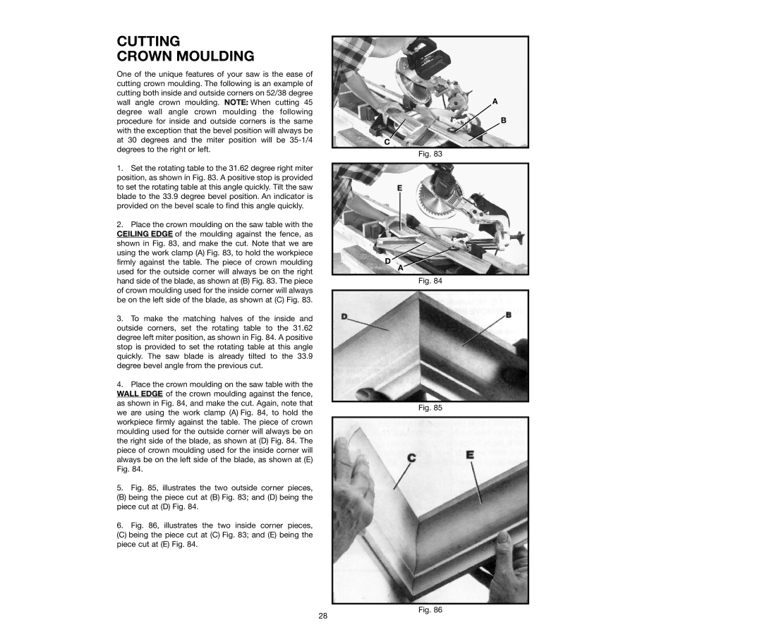 Delta 36-250, 36-240 instruction manual Cutting Crown Moulding 