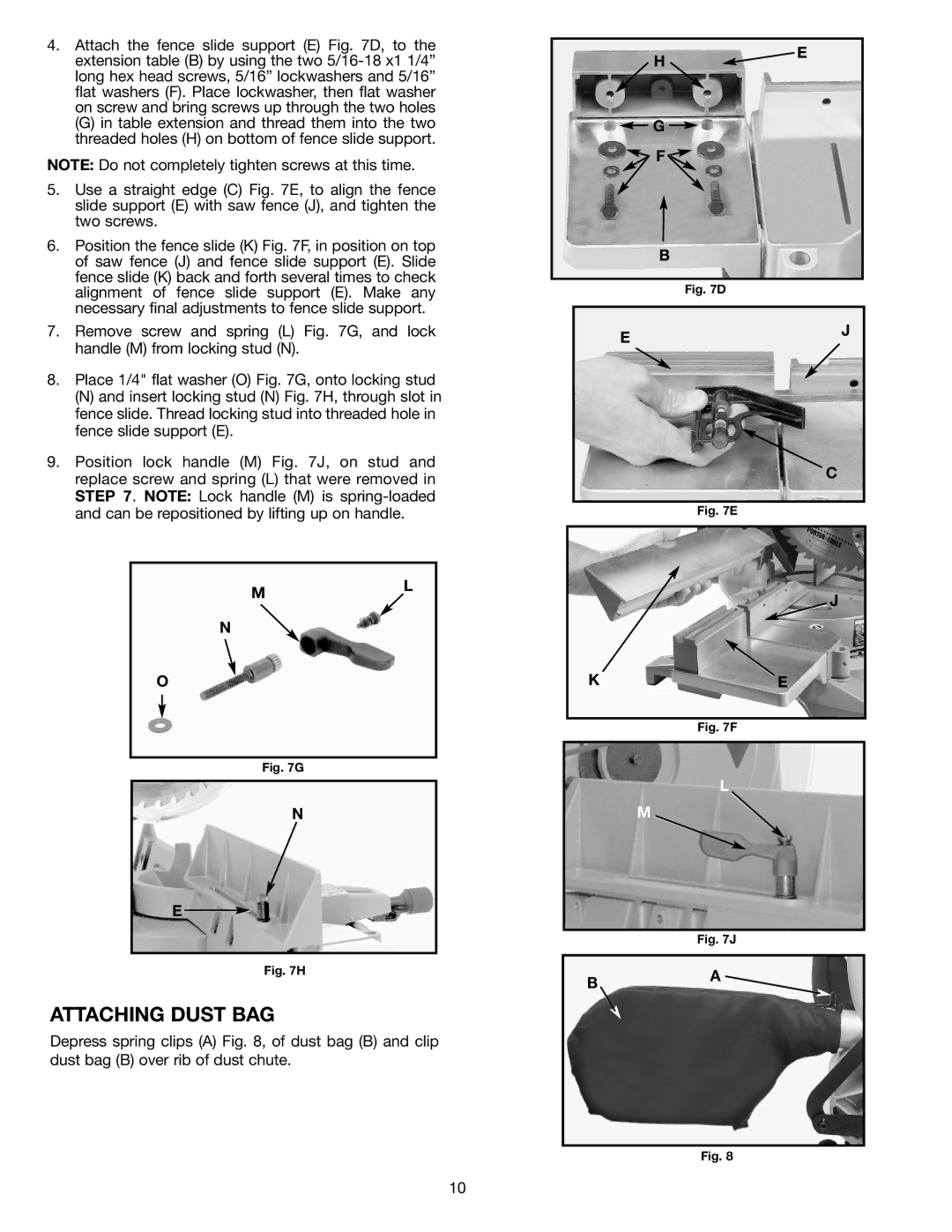 Delta 36-255L instruction manual Attaching Dust BAG 