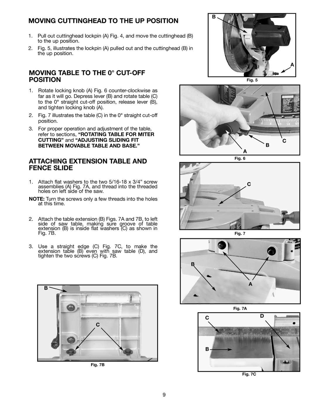 Delta 36-255L instruction manual Moving Cuttinghead to the UP Position, Moving Table to the 0 CUT-OFF Position 