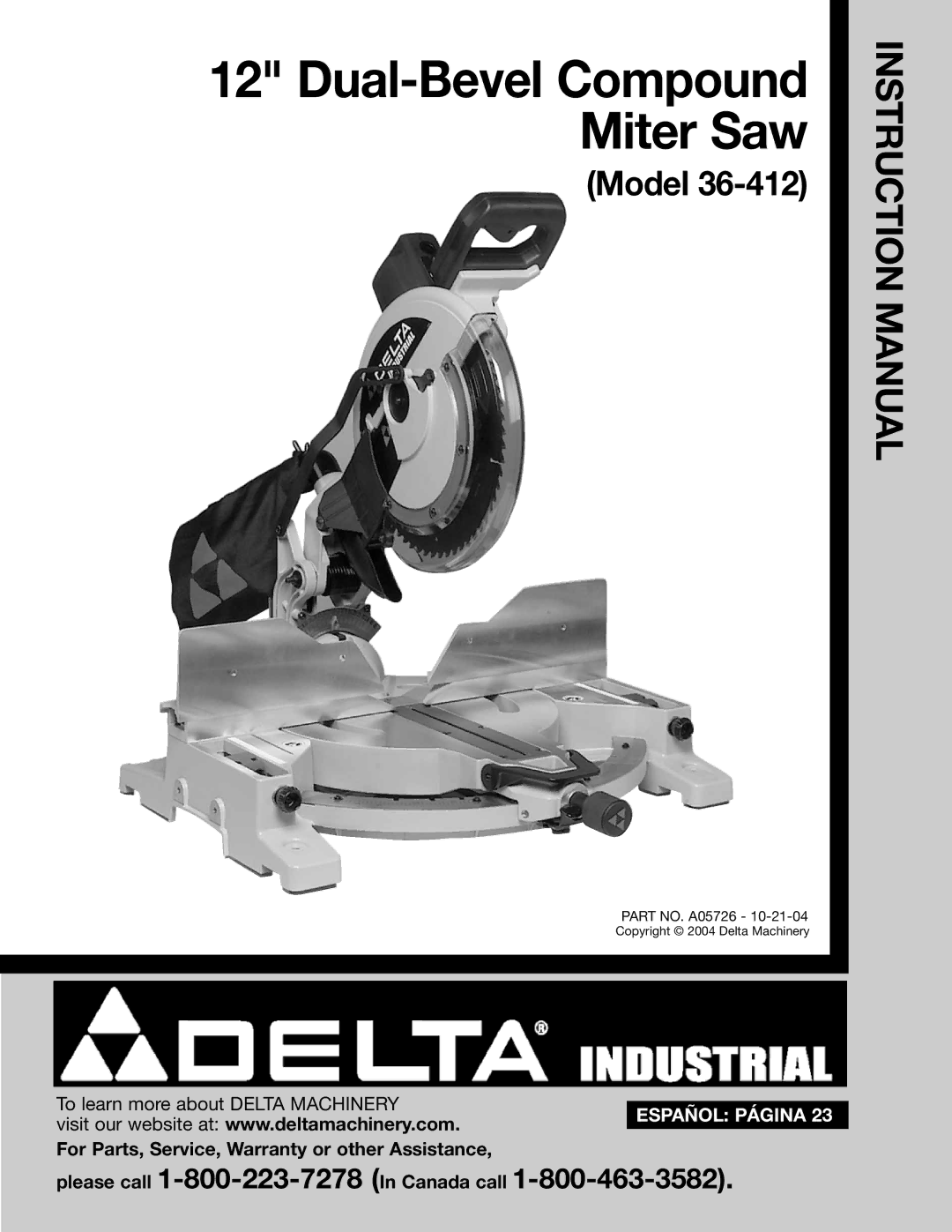 Delta 36-412 instruction manual Dual-Bevel Compound Miter Saw 