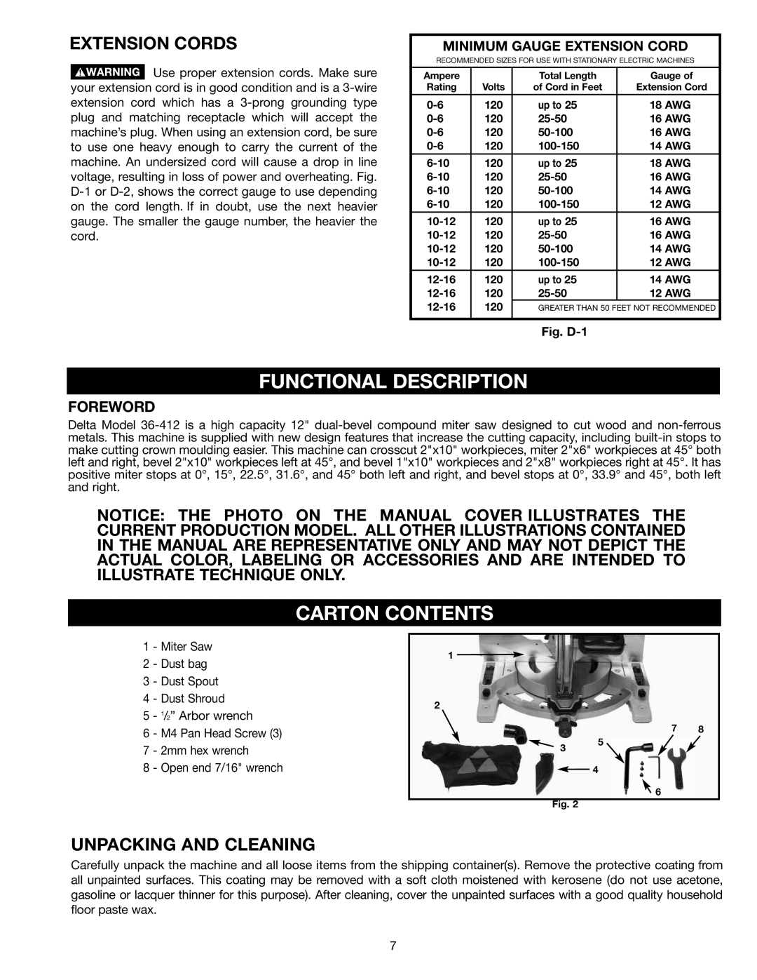 Delta 36-412 instruction manual Functional Description 