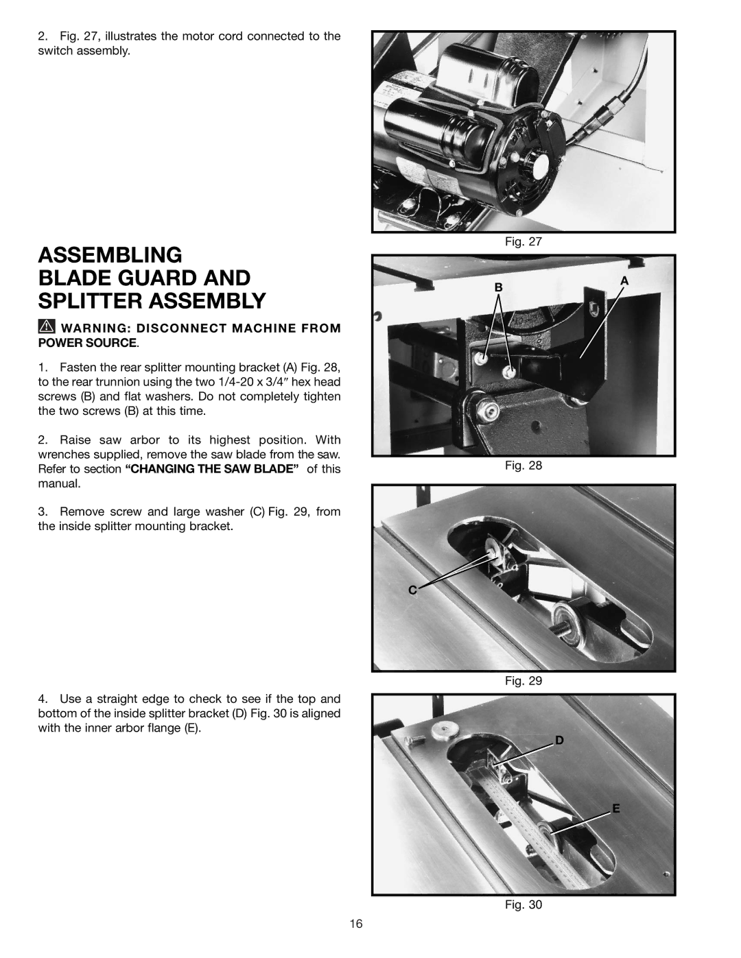 Delta 36-426 instruction manual Assembling Blade Guard and Splitter Assembly 