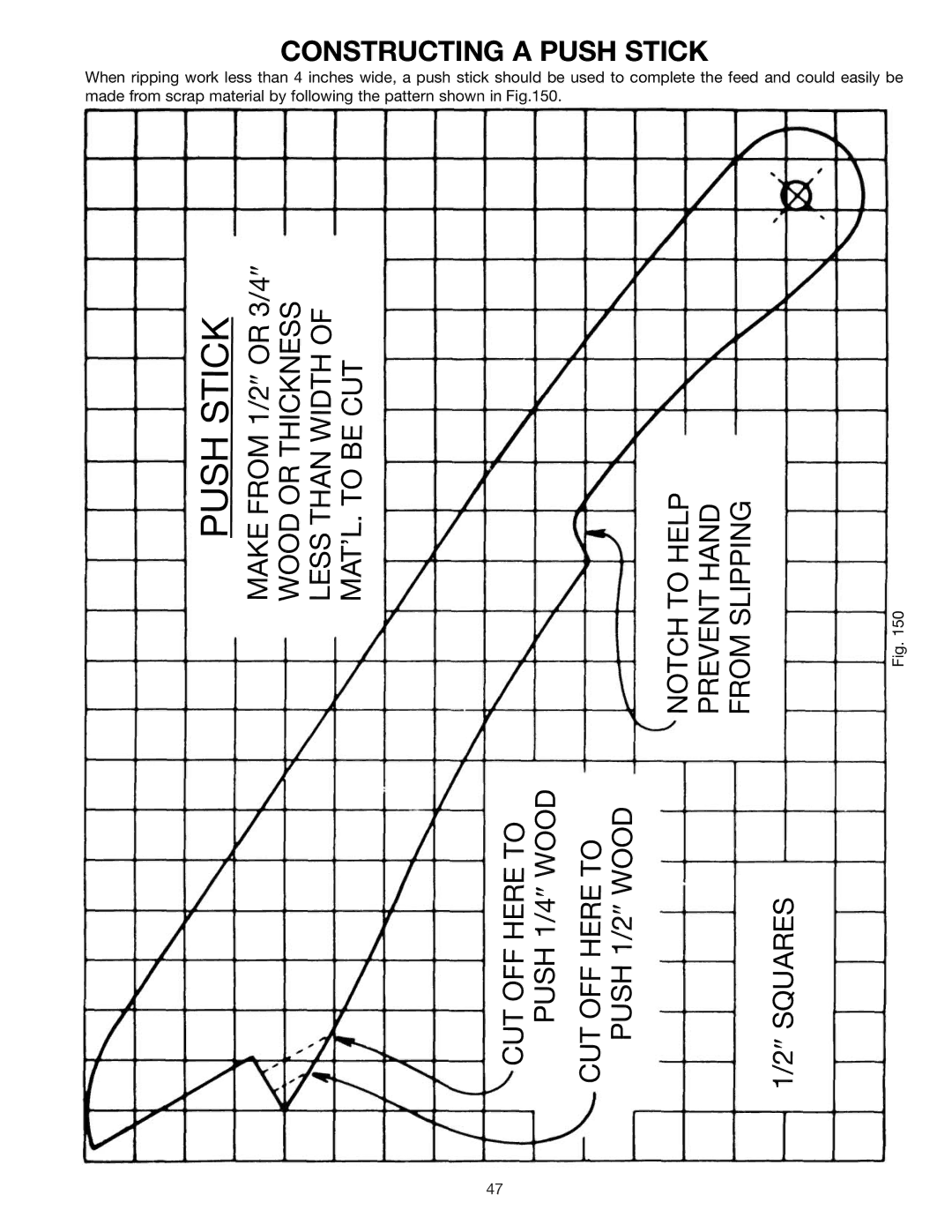 Delta 36-426 instruction manual Pushstick, Constructing a Push Stick 