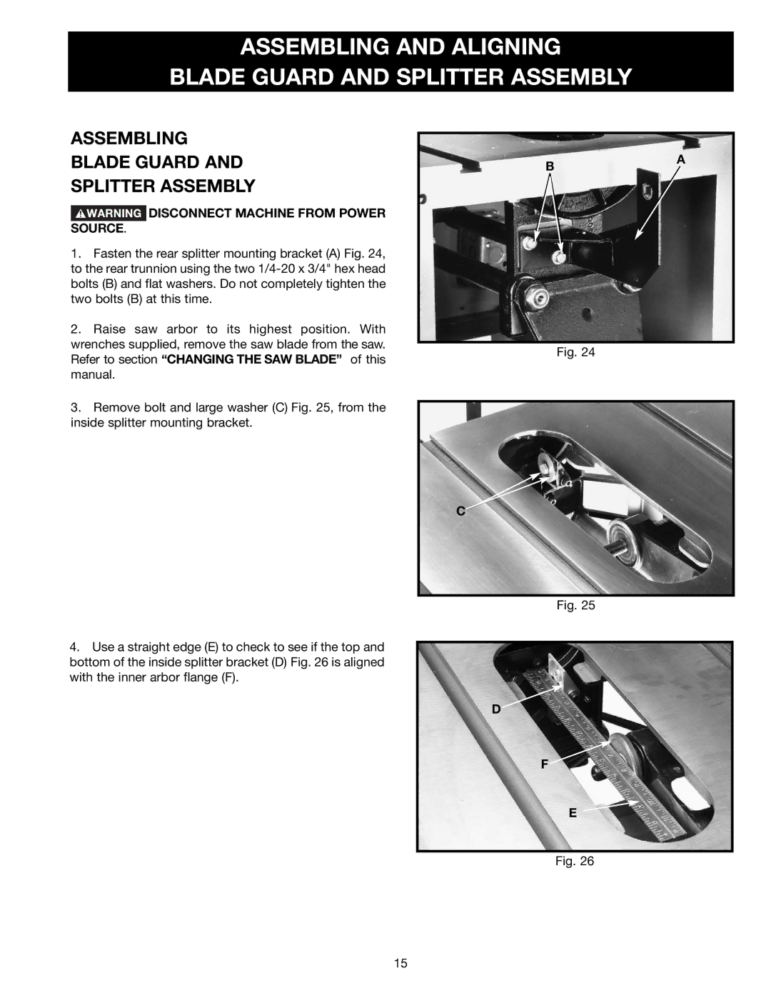 Delta 36-441B, 36-451X Assembling and Aligning Blade Guard and Splitter Assembly, Assembling Blade Guard Splitter Assembly 