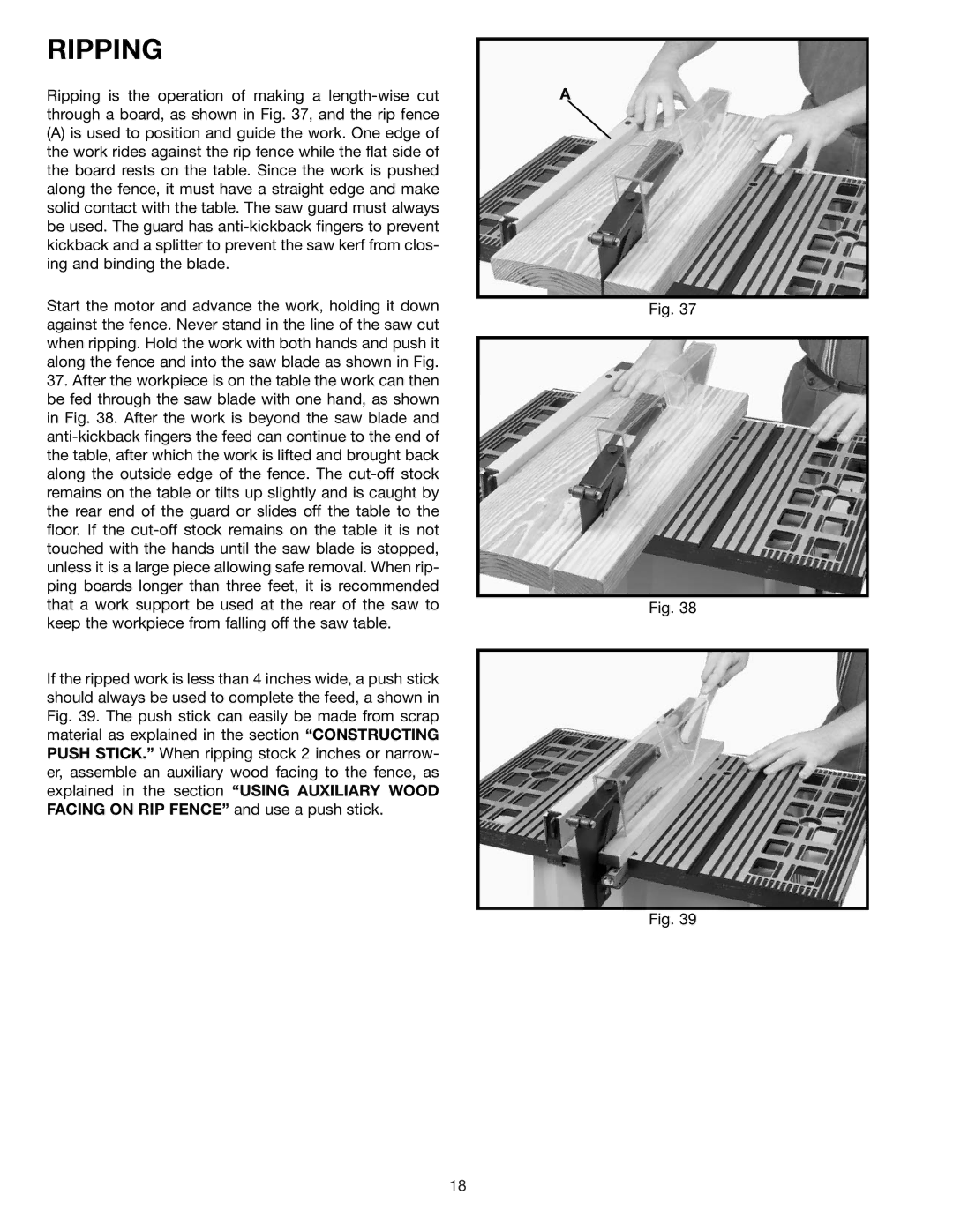 Delta 36-545, 36-540 instruction manual Ripping 